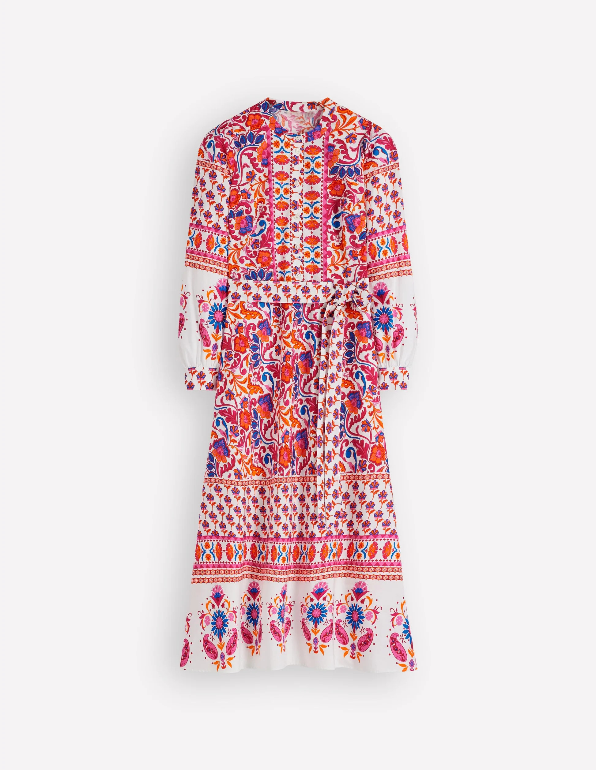 Ava Cotton Midi Dress-Pink Flourishing Meadow Border | Boden (US)