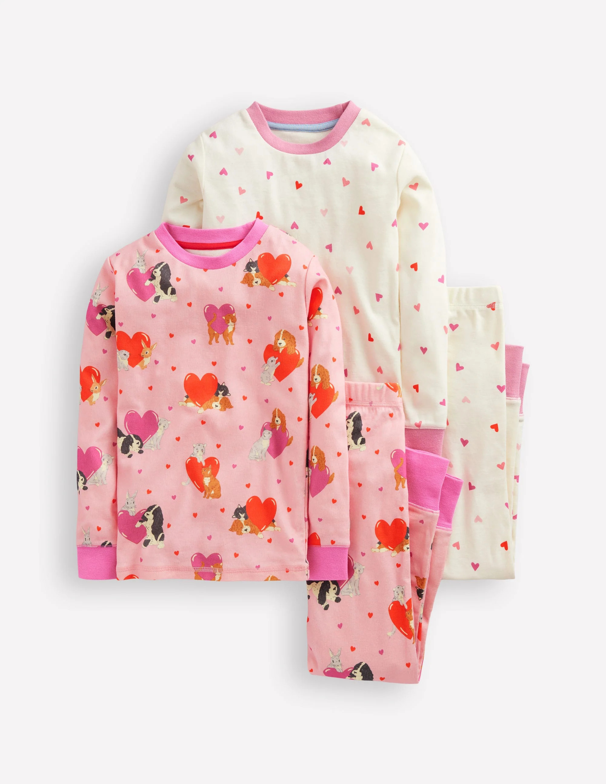 Twin Pack Snug Pajamas-Chalk Pink Valentines | Boden (US)