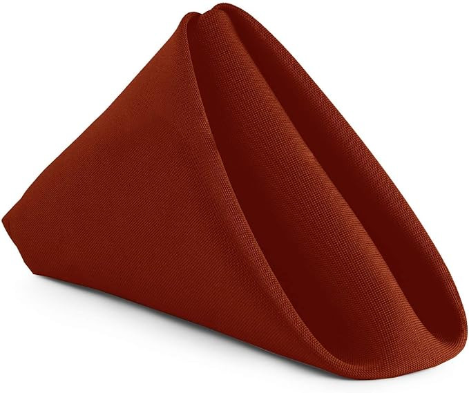 Gee Di Moda Cloth Napkins - 17 x 17 Inch Burnt Orange Solid Washable Polyester Dinner Napkins - S... | Amazon (US)