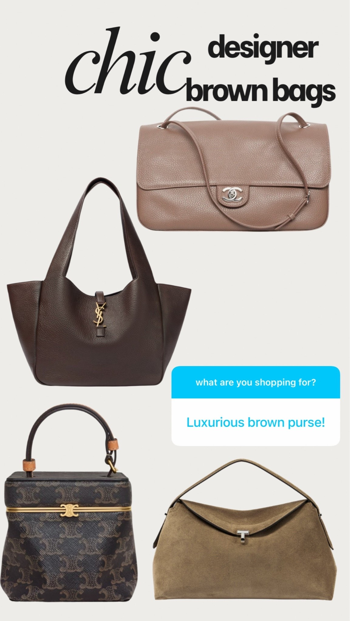 Brown purses I’m loving ￼

#LTKTravel #LTKWorkwear #LTKselfcare