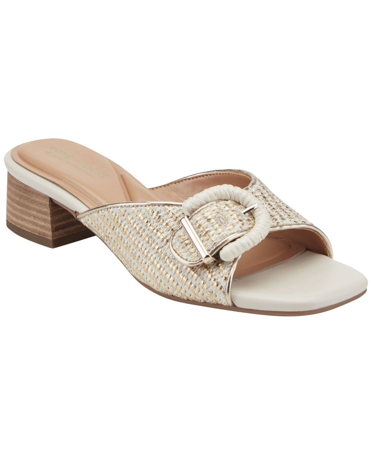 Easy Spirit Women's Rosalind eFlex Woven Slip-On Sandals - Cream/Gold | Macy's