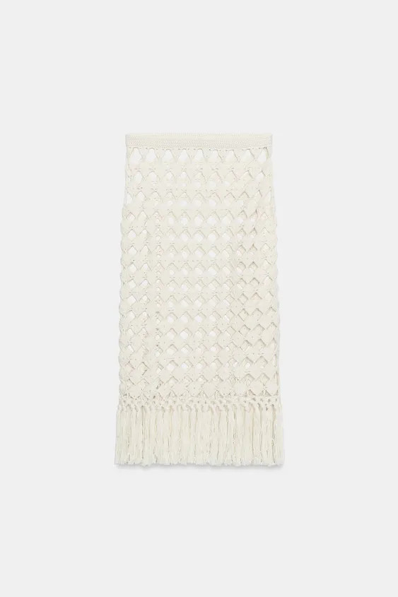 CROCHET FRINGED KNIT SKIRT | Zara US