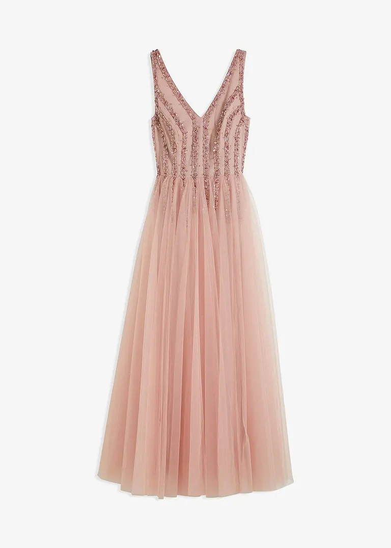 Maxikleid aus feinem Tüll mit Paillettenstickerei | Bonprix DE