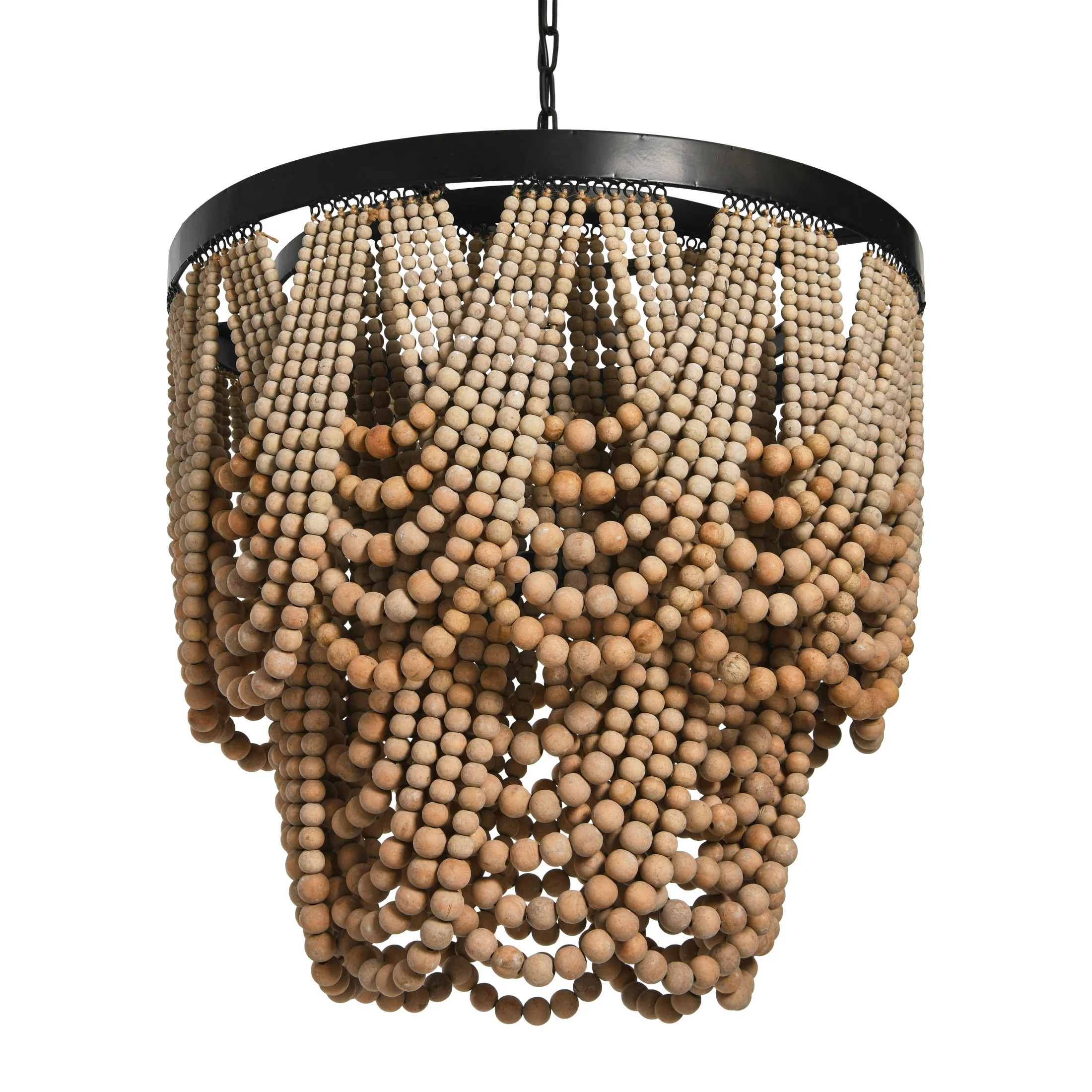 Creative Co-Op 2-Tier Draped Wood Bead Chandelier | Walmart (US)