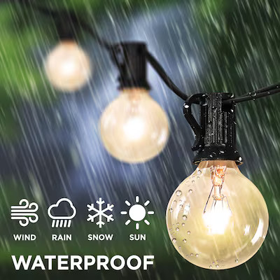 JONATHAN  Y 25-Feet Plug-in Black - Globe Indoor/Outdoor String Light with 25 Yellow -Light LED G... | Lowe's