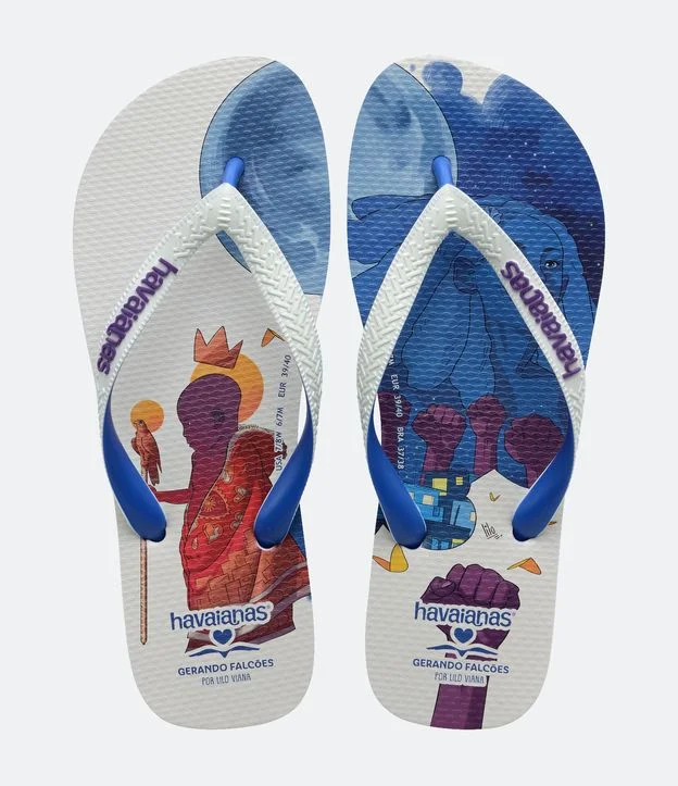 Chinelo Havaianas Estampa Gerando Falcões Branco/Azul | Renner (BR)