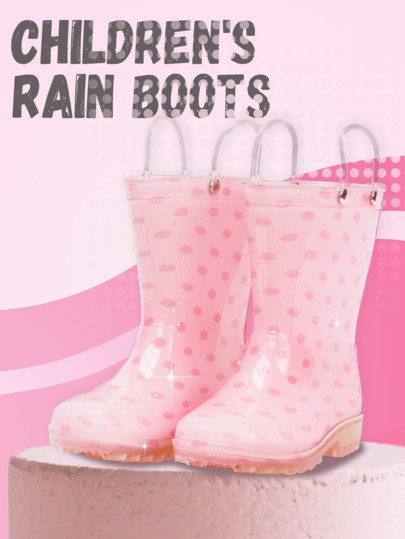Cute Kids Rain Shoes Pink Girls Waterproof Shoes Portable Design Easy To Carry Suitable For Outdo... | SHEIN