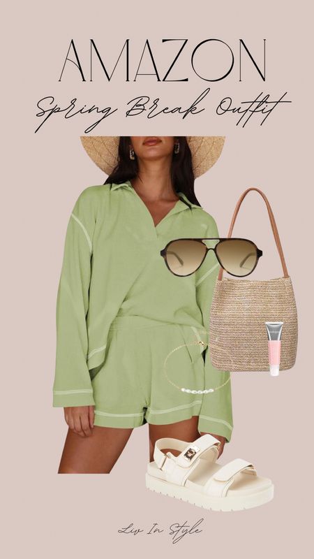 The perfect Amazon casual spring break outfit! Matching set, sunglasses, beach bag, platform sandals

#LTKSeasonal #LTKtravel #LTKstyletip
