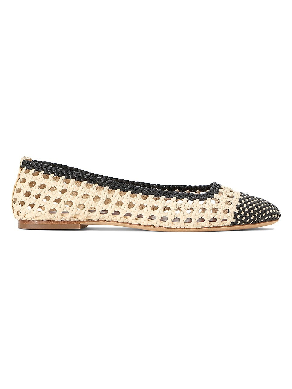 Women's Nell Crochet Leather Ballerina Flats - Cream Black - Size 5.5 | Saks Fifth Avenue