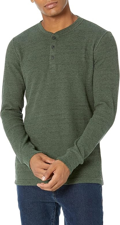 Amazon Essentials Long Sleeve Waffle Henley Shirts for Men, Slim-Fit | Amazon (US)