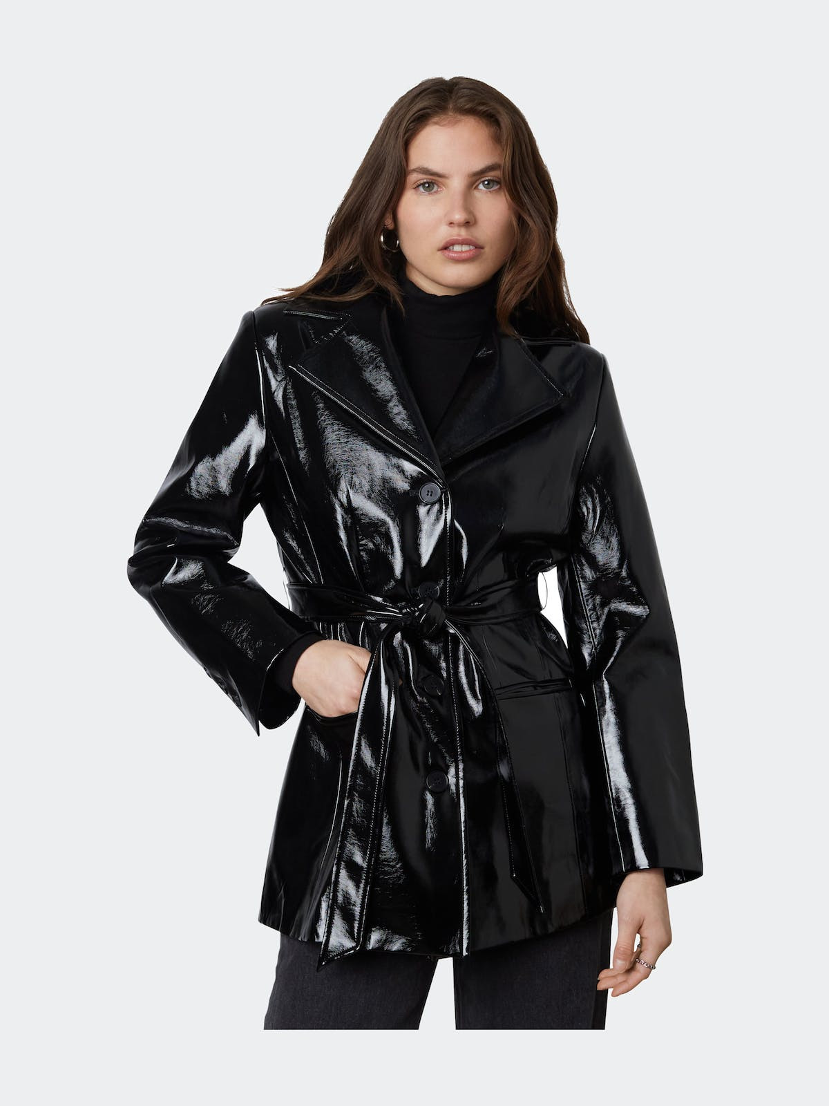 Emilio Patent Trench - Black | Verishop