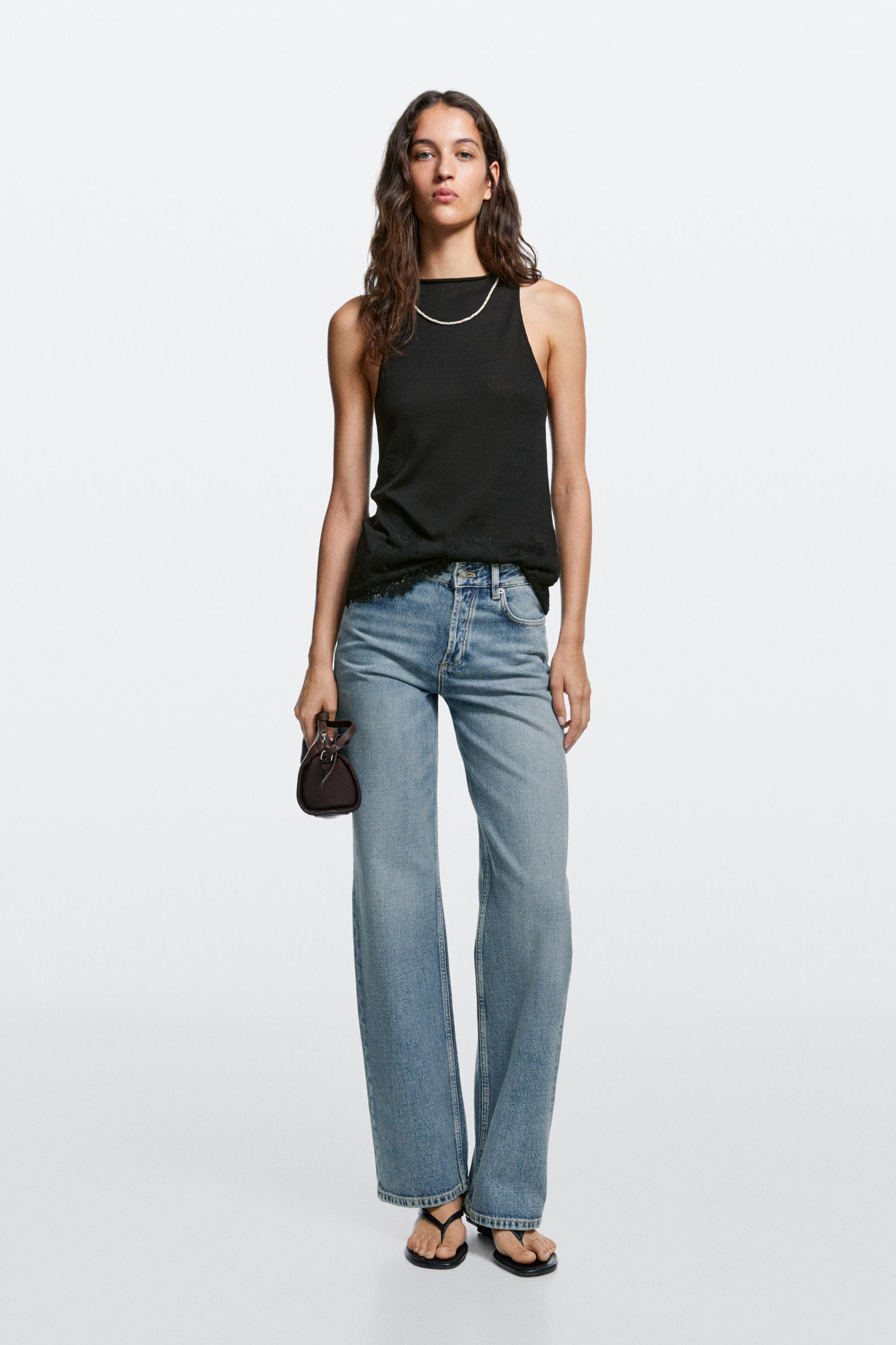 Wide-Leg-Jeans mit halbhohem Bund | Massimo Dutti DE