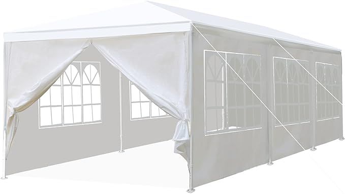 10x30 Outdoor Gazebo Wedding Party Tent White Canopy Pavilion with 8 Removable Sidewalls for Camp... | Amazon (US)