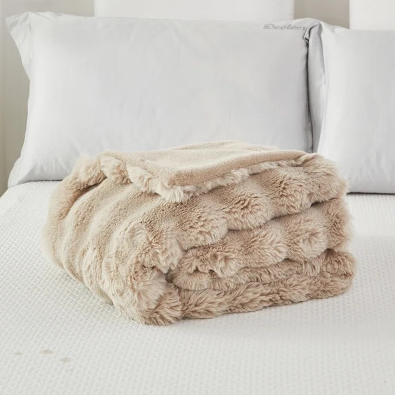 URBONUR Twin Bubble Blanket for Bed, Faux Rabbit Fur Blanket for Couch, Warm Thick Soft Fluffy Bl... | Walmart (US)