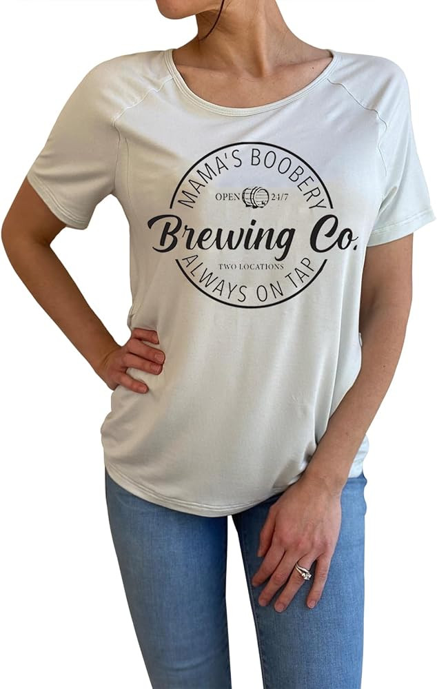 Women Maternity Shirt Comfort Colors Breastfeeding Nursing Friendly Zip Tshirt Mama's Boobery Alw... | Amazon (US)