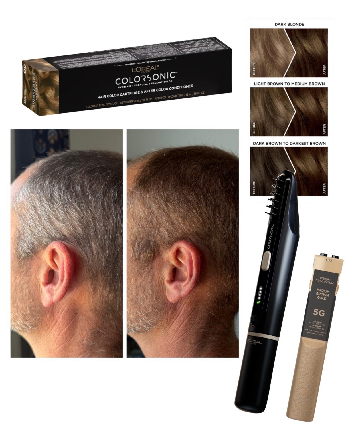 #LOrealParisPartner Let’s color Derek’s hair using the Colorsonic at home hair coloring device from @lorealparis This makes coloring your hair at home SO EASY. It only took 5 minutes and there are 20 different shades to choose from. The device automatically mixes the color for you and the bristles move back and forth to part the hair while coloring allowing for even coverage! For reference we are using shade 6 light brown natural. I am blown away by the results, it completely covered all of his grays! #colorsonic #haircolor

#LTKStyleTip #LTKMens #LTKOver40