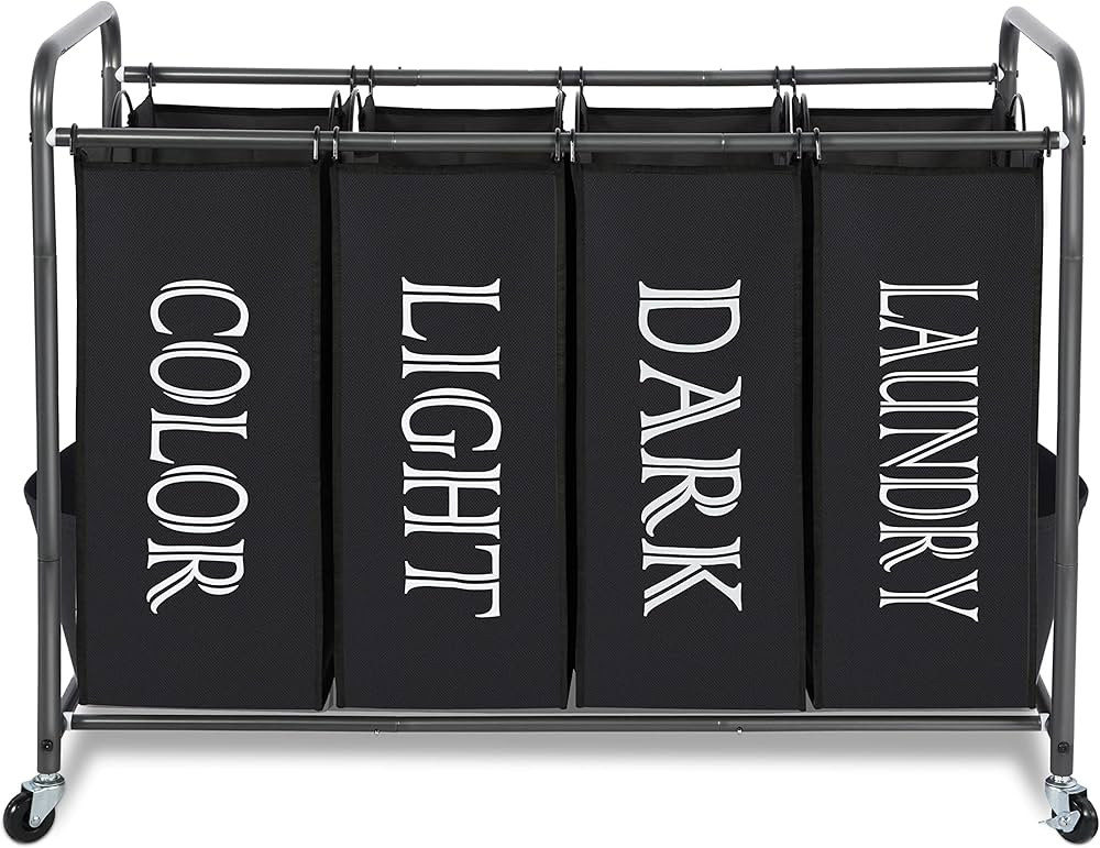 STORAGE MANIAC Laundry Sorter, Laundry Divider with Side Pockets, Multi Laundry Separator Hamper ... | Amazon (US)