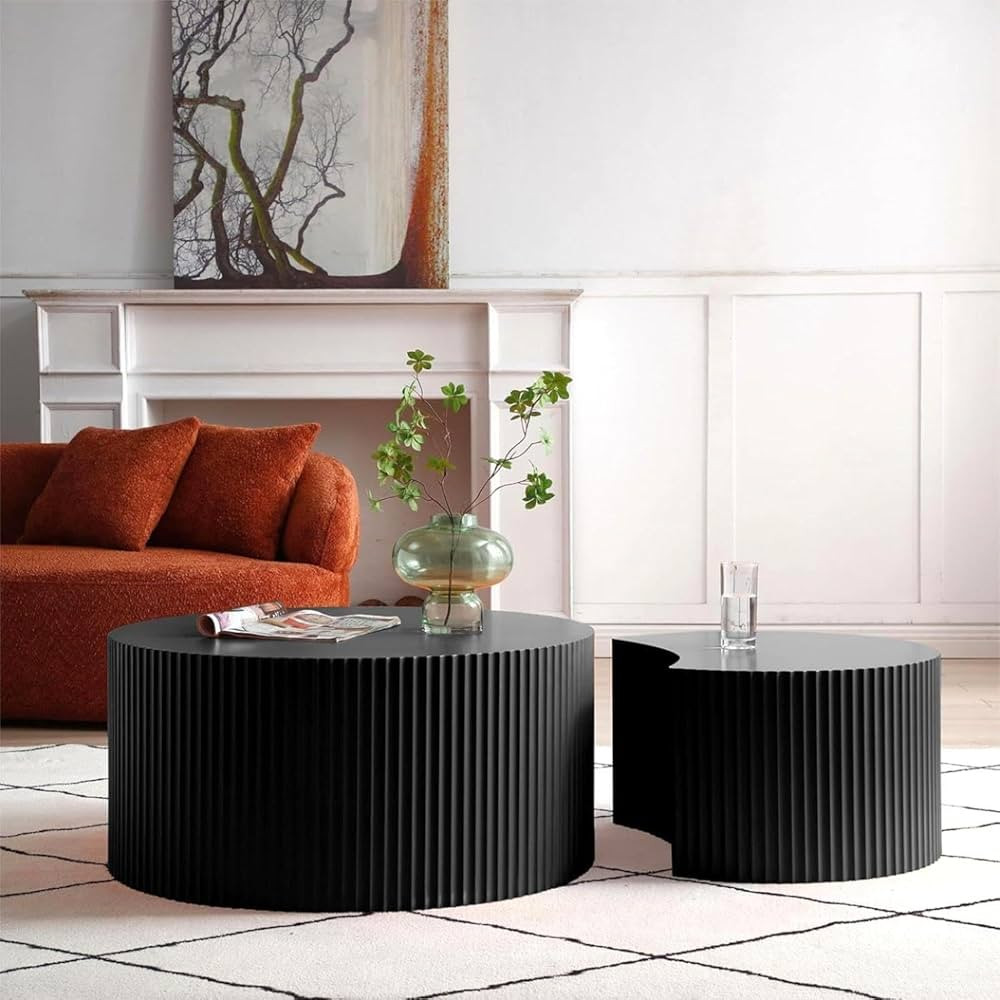 Coffee Table Set of 2 Modern, Wooden Circle End Table Set, Living Room Nesting Table Round 2-Piec... | Amazon (US)