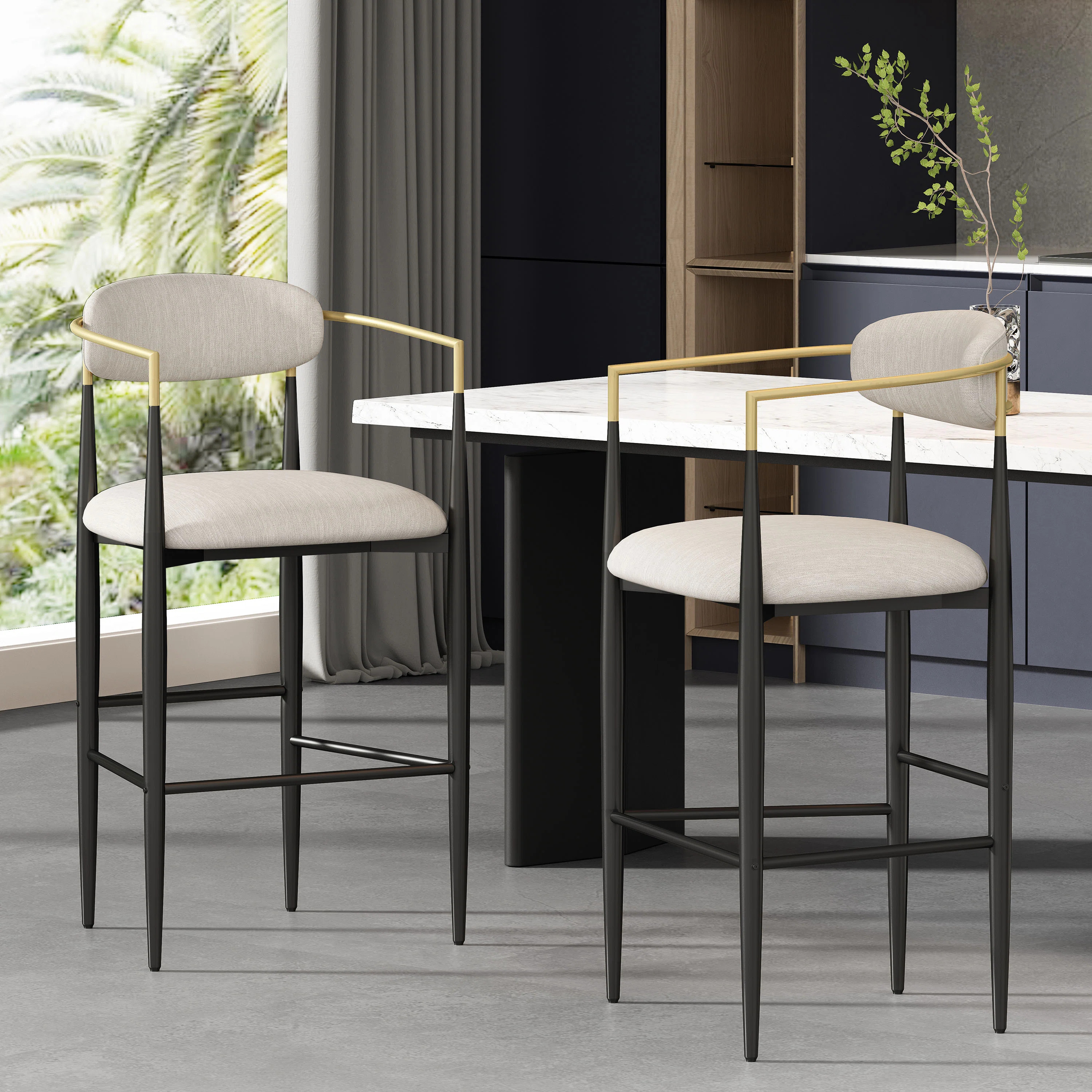 Amen Upholstered Bar Stools (Set of 2) | Wayfair North America