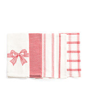 5pk Bow Waffle Striped Kitchen Towels | TJ Maxx