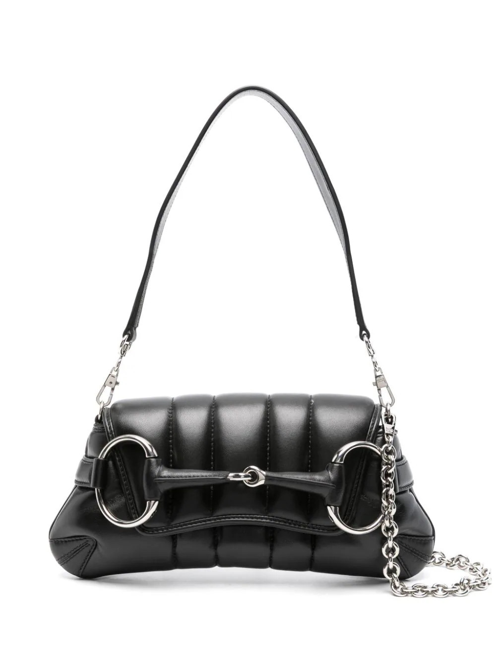 Gucci small Horsebit Chain shoulder bag - Black | Farfetch Global