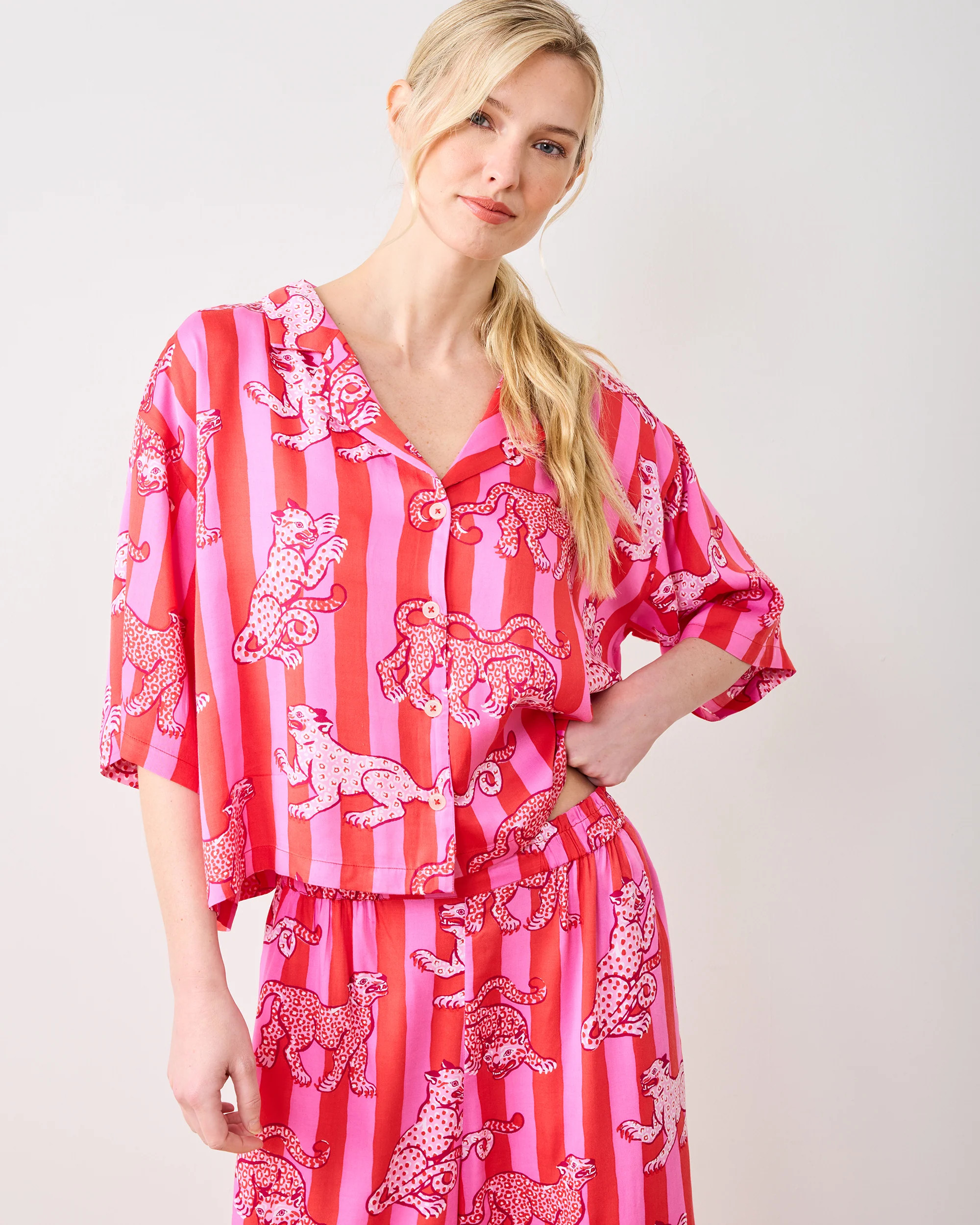 Leopard Stripes - Eco Satin Wildest Dreams Set - Pink Cabana | Printfresh