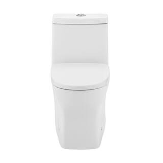 Sublime II 10 in. Rough-in 1-piece 1.1/1.6 GPF Dual Flush Elongated Toilet in Glossy White, Seat ... | The Home Depot