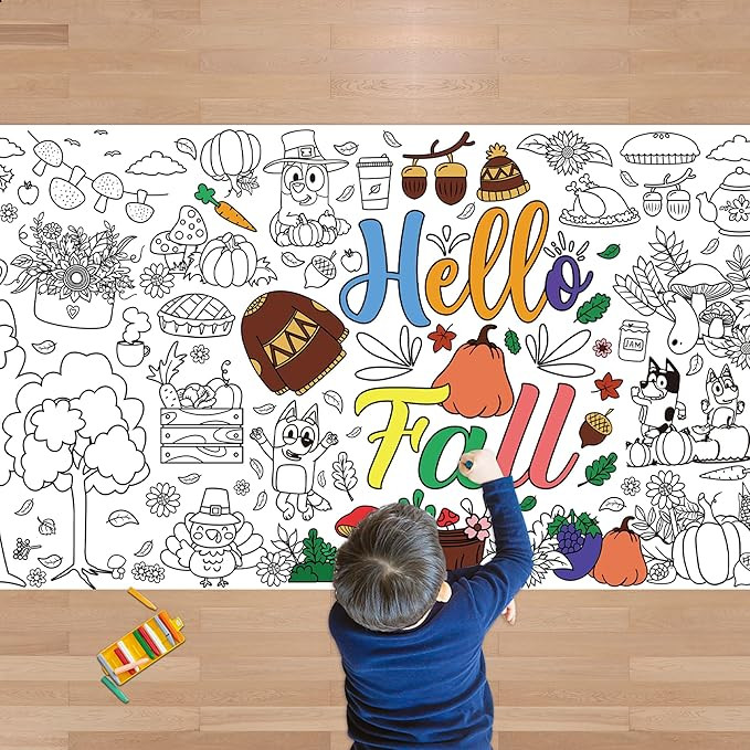 Fall Giant Coloring Poster/Tablecloth - Fall Decorations for Home - 30 x 72 Inches Jumbo Paper Co... | Amazon (US)