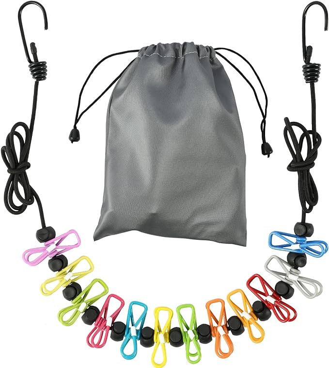 Retractable Portable Clothesline for Travel，Clothing line with 12 Clothes Clips, for Indoor Lau... | Amazon (US)