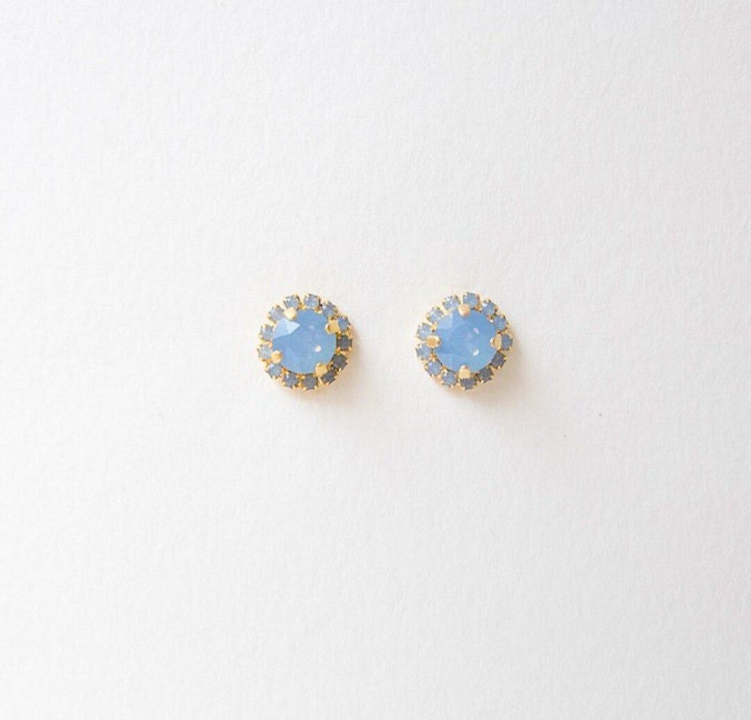 Something Blue Bridal Earrings, Blue Bridesmaids, Ideas for Something Blue, Halo Wedding Studs - ... | Etsy (US)