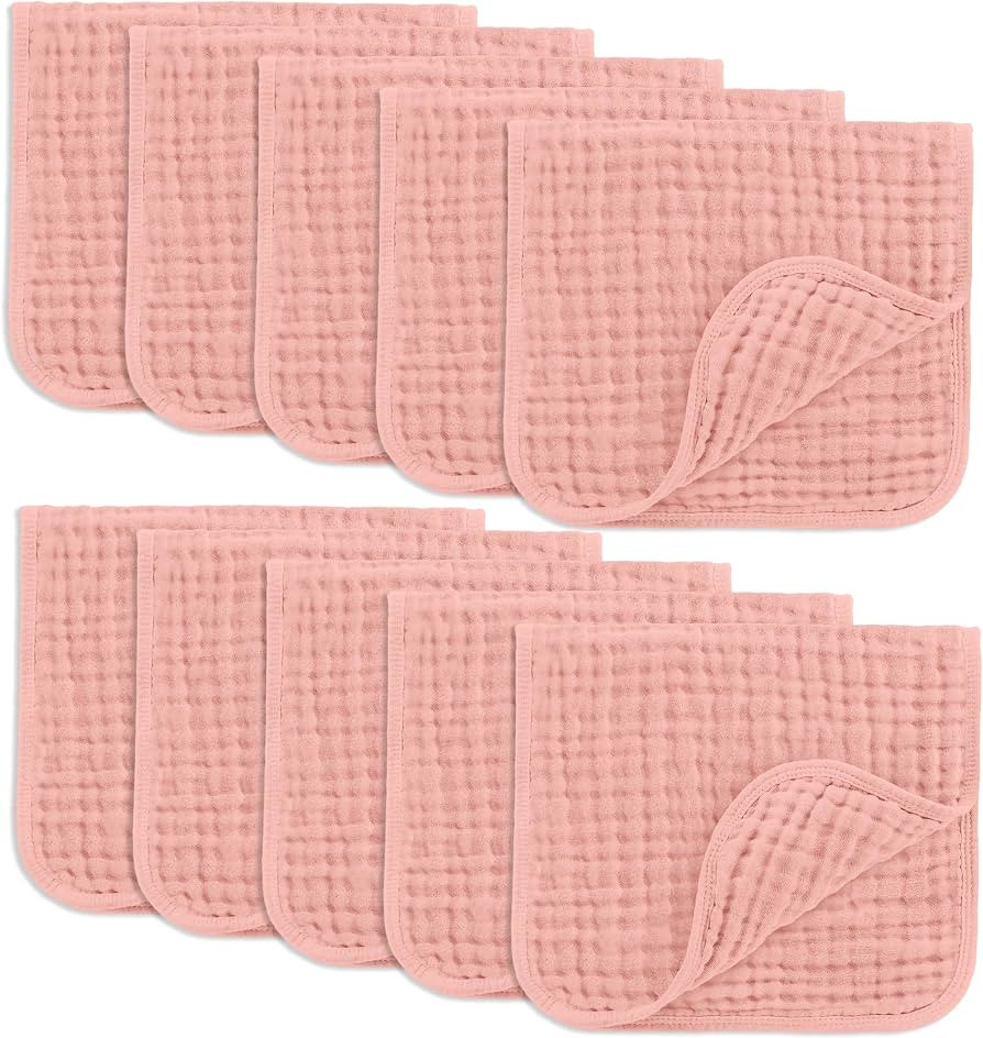 Comfy Cubs Muslin Burp Cloths 20" x 10", Pack of 10 - Large, 6-Layer, Ultra Absorbent 100% Cotton... | Amazon (US)