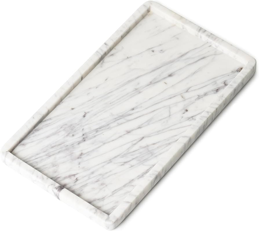 Cork & Mill Marble Tray for Bathroom Countertop, Kitchen Counter, or Catchall - 13" x 7½" Large ... | Amazon (US)