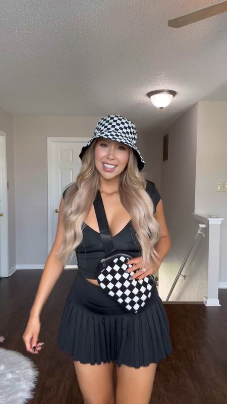 Checkered outfit, race day outfit, Indy 500 outfit, racing 