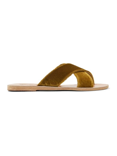 Thais velvet and leather slides | NET-A-PORTER (US)