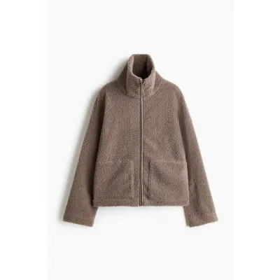 H&M Teddy Fleece Jacket in Taupe at Nordstrom, Size Small | Nordstrom