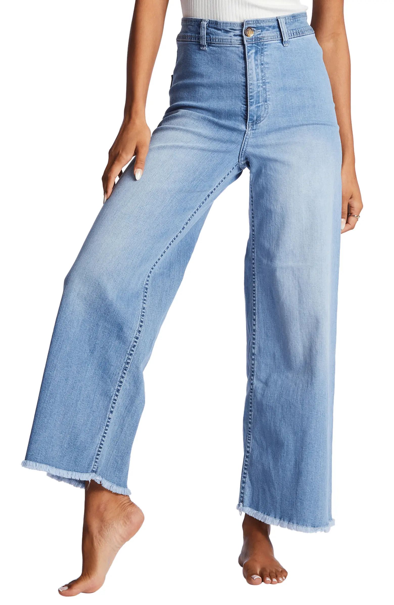 Free Fall Fray Hem Stretch Wide Leg Jeans | Nordstrom