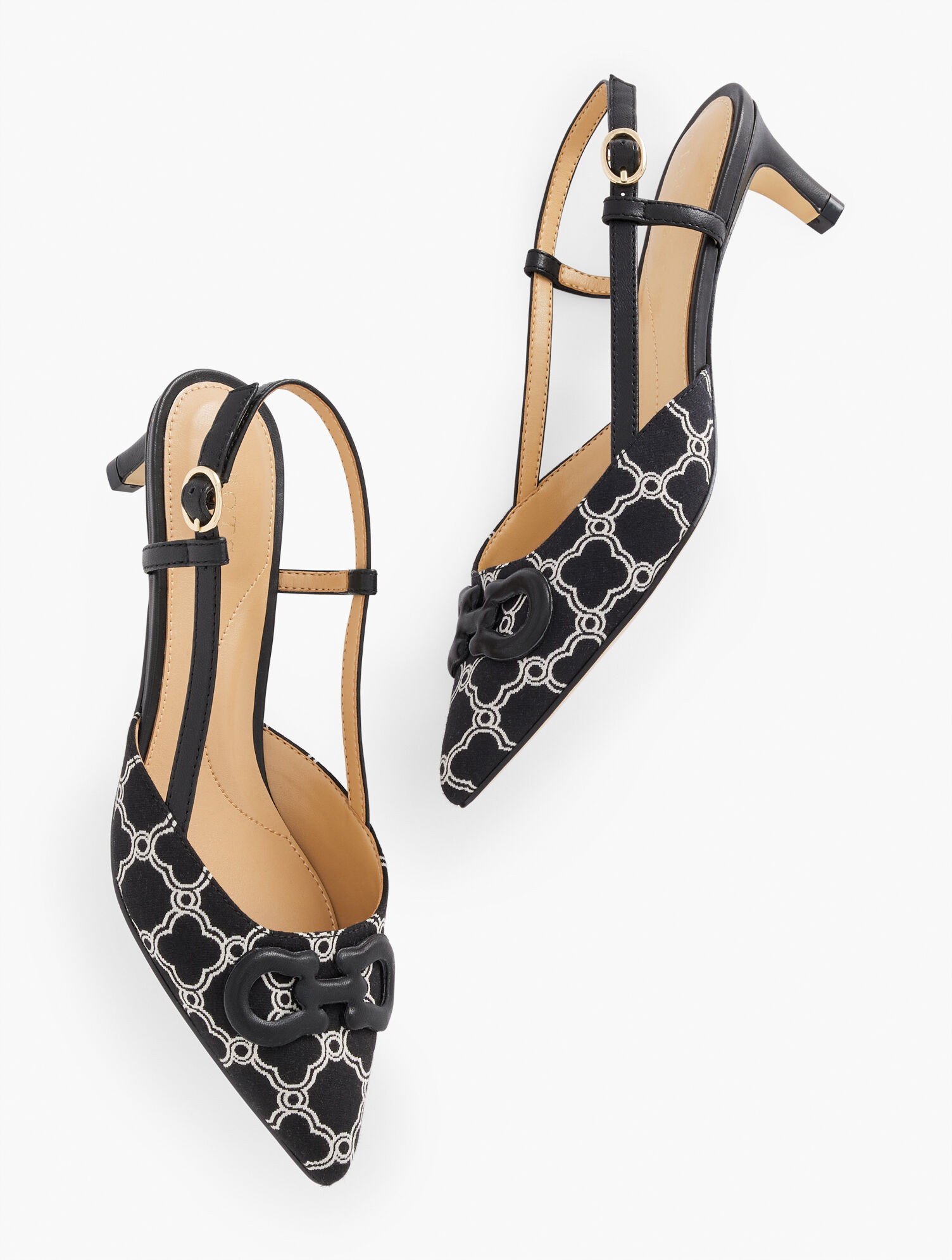 Sylas Bit Slingback Pumps - Lattice Jacquard | Talbots