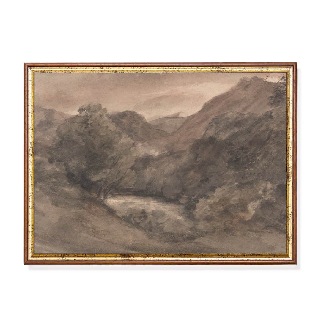 Printed and Shipped Vintage Landscape Painting Watercolour Abstract Print Farmhouse Decor Rustic ... | Etsy (US)