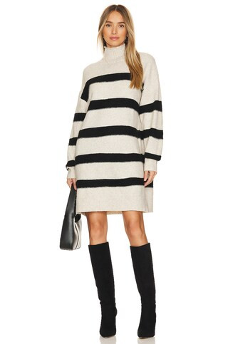 Line & Dot Rosie Sweater Dress in Oatmeal & Black from Revolve.com | Revolve Clothing (Global)