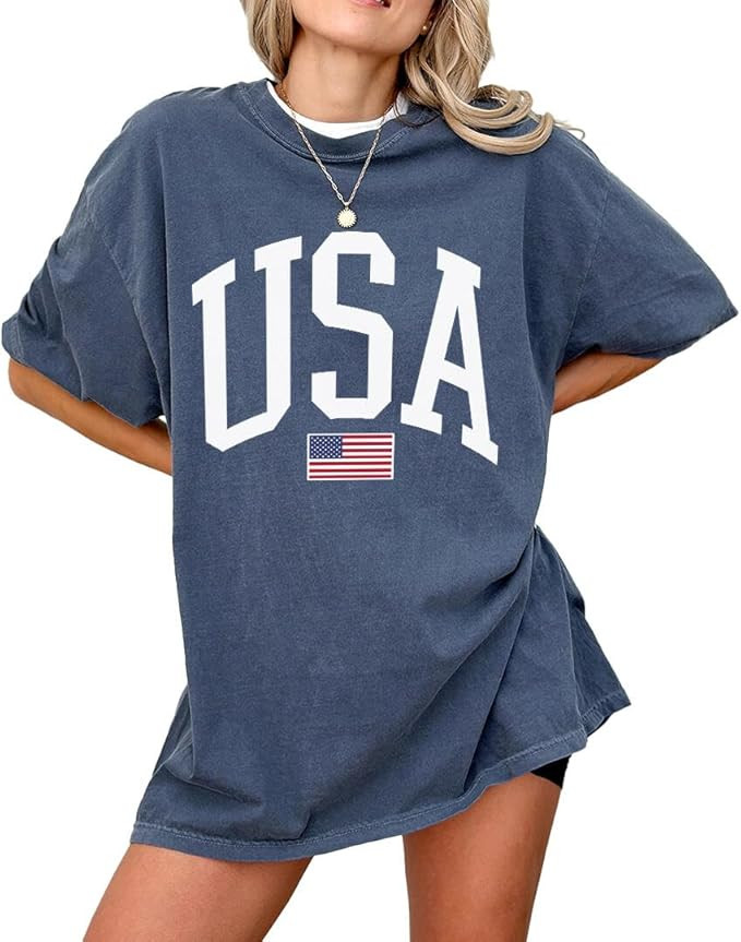 USA T-Shirt for Men, Women, Unisex - Vintage American Flag Graphic Tee - Patriotic Short Sleeve C... | Amazon (US)