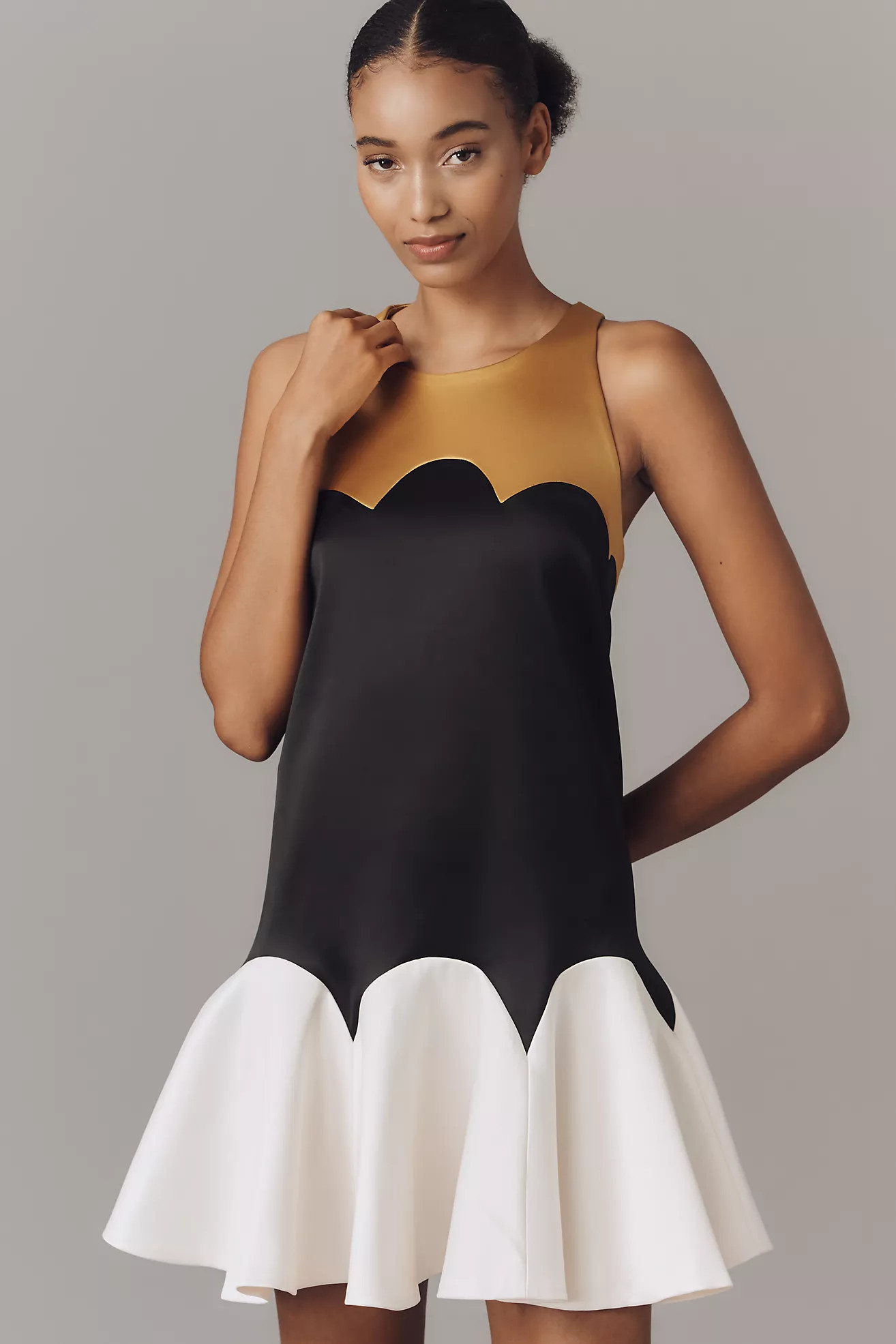 Maeve Scalloped Flare Mini Dress | Anthropologie (US)