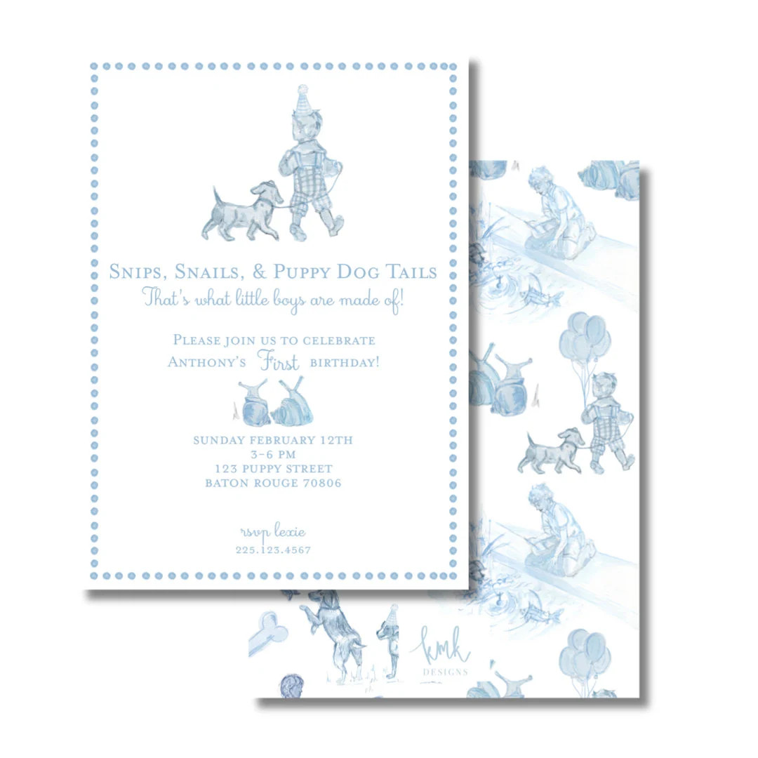 Snips, Snails, and Puppy Dog Tails Birthday Invitation Digital Download - Etsy | Etsy (US)