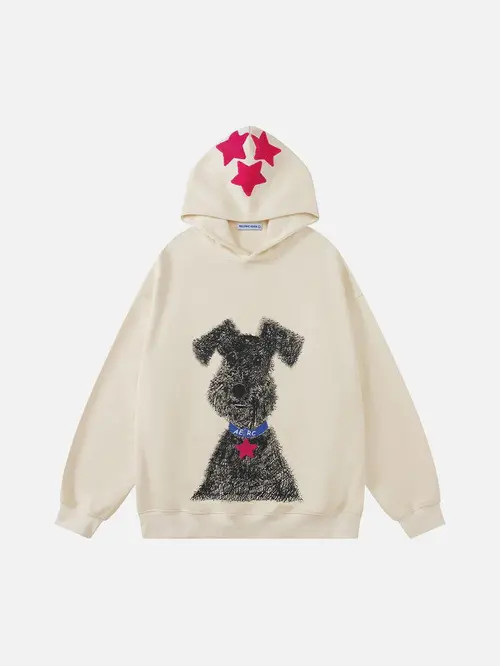 AELFRIC EDEN Graffiti Dog Eden Star Hoodie in Beige at Nordstrom, Size Large | Nordstrom