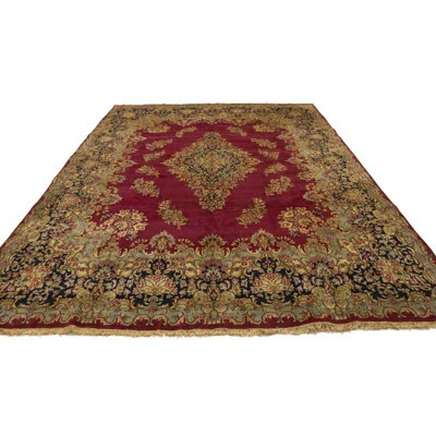 One-of-a-Kind Blackmer Hand-Knotted 1960s 9'8" x 13'4" Wool Area Rug in Beige/Red | Wayfair North America