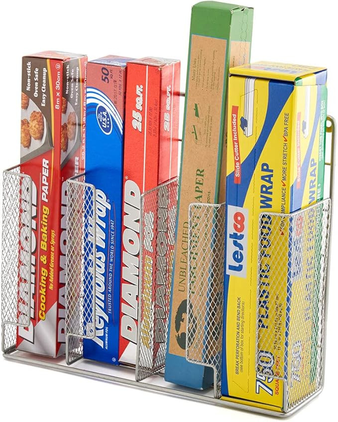 EZOWare Wrap Organizer Rack, Wall and Cabinet Door Mount, Kitchen Countertop Organizer Holder for... | Amazon (US)