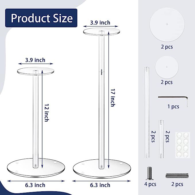 RSSCIIIUL Acrylic Hat Stand and Wig Display Rack, 2pcs 17" Clear Hat Stands for Display, Adjustab... | Amazon (US)
