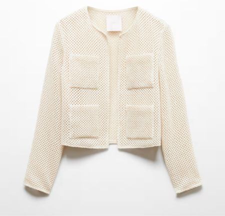 30% off at mango! Love this open work lady jacket for spring/summer!! Linking other faves below! 

Mango
Classic style
Spring sale
Workwear
Mom style 

#LTKover40 #LTKSeasonal #LTKsalealert