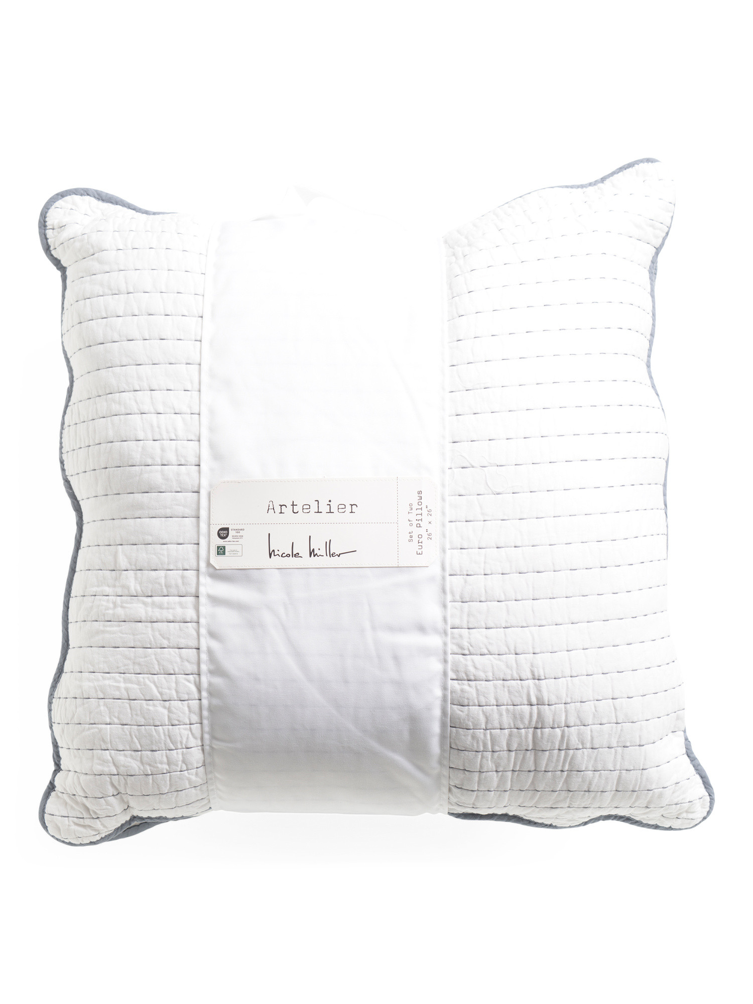 26x26 Set Of 2 Contrast Edge Euro Pillows | TJ Maxx