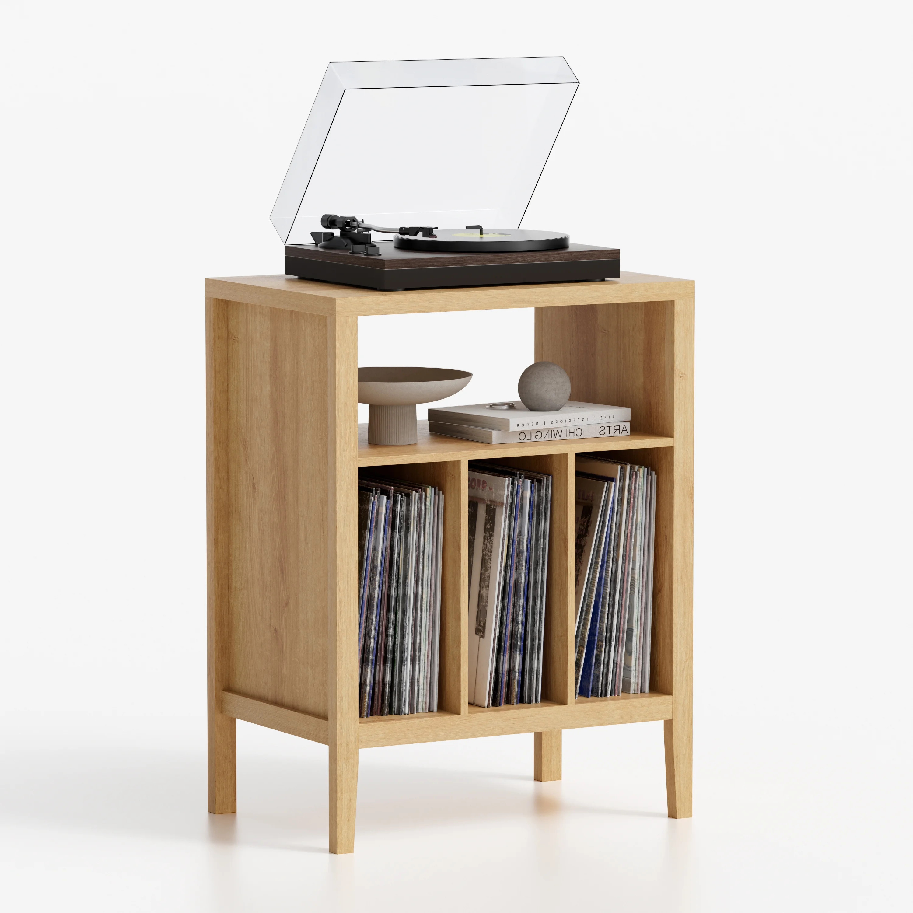 Joyyskill Modern Record Player Stand, Vinyl Record Storage Cabinet with Open Shelf, Wood Records ... | Walmart (US)