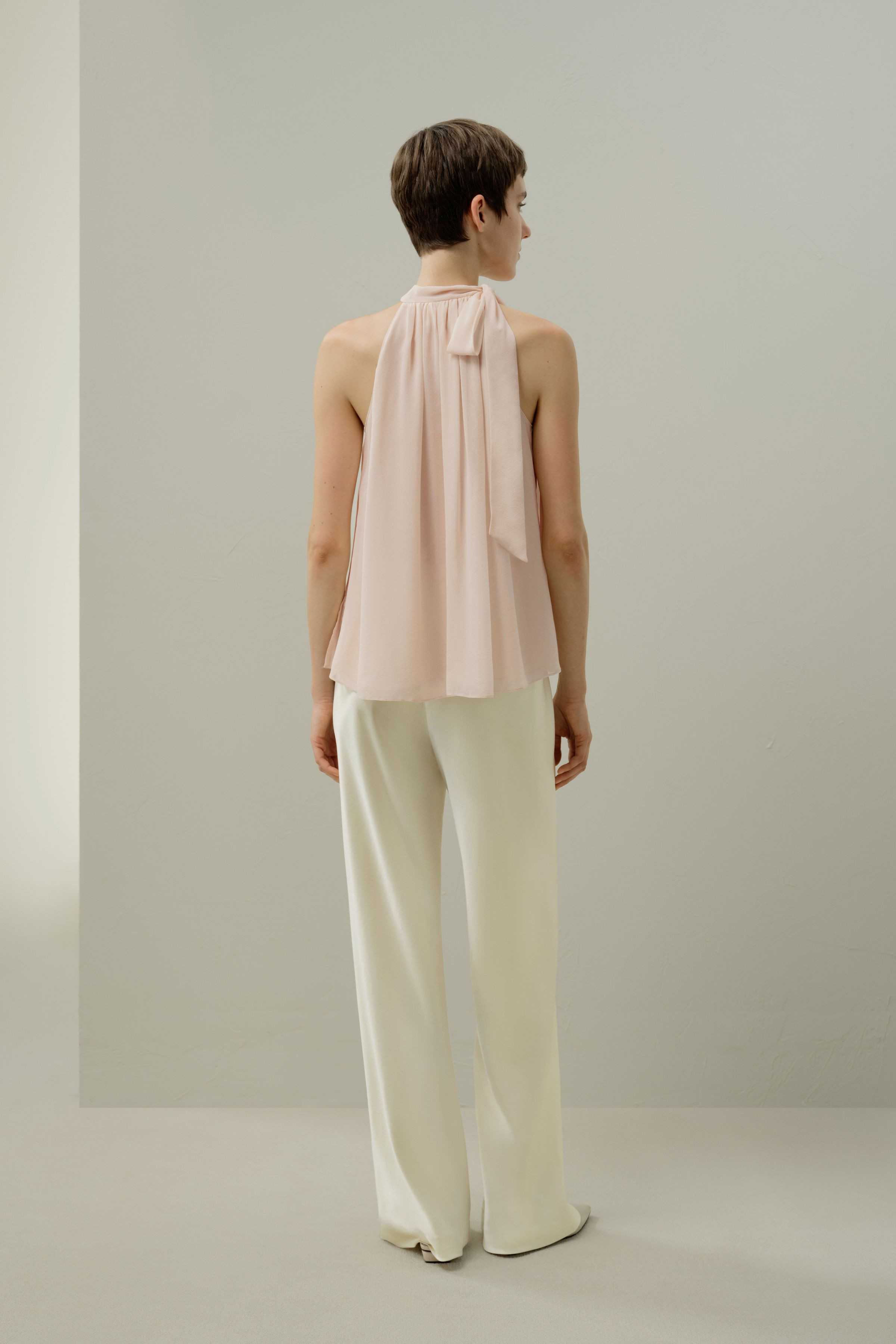 Adjustable Tie-Neck Georgette Blouse | LilySilk